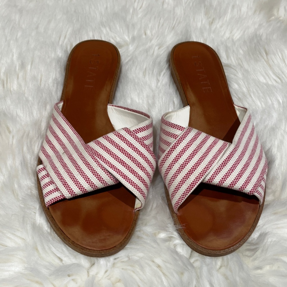 1. STATE Travor sandals new with tags size 8 red and white striped